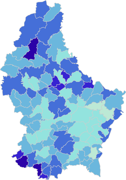 A detailed map of unemployment status across Luxembourg